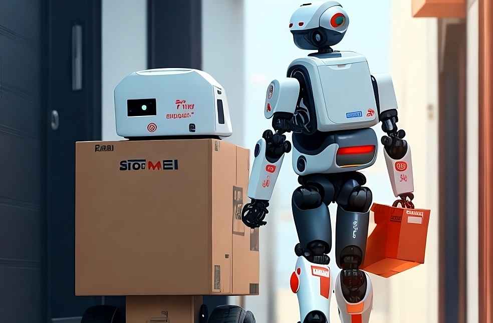 Robotics and AI in Logistics transforming $10.6tn industry, automating 20M jobs by 2030-Robot with cart